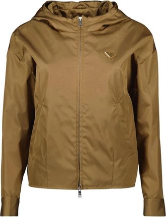 Prada Light Jackets, female, Brown, Size: XS Re-Nylon Blouson Jacket