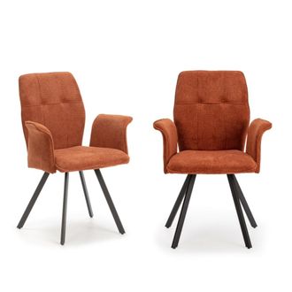 Calicosy Lote de 2 sillones de tela con patas de metal l62 cm - naranja