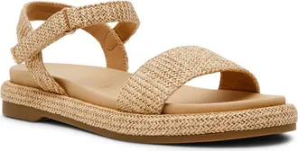 Anne Klein Elani Ankle Strap Sandal in Natural Raffia at Nordstrom, Size 5.5