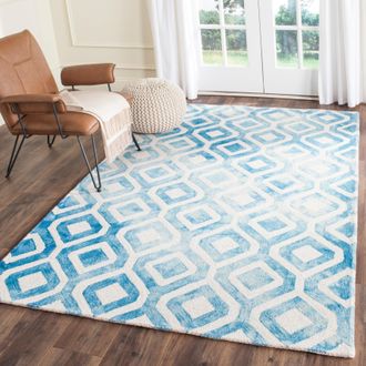 Safavieh Dip Dye Hand Made Area Rug, Ivory / Blue Contemporary Style Non Shedding