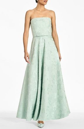 Sachin & Babi Darian Floral Jacquard Strapless Gown in Celadon at Nordstrom, Size 10