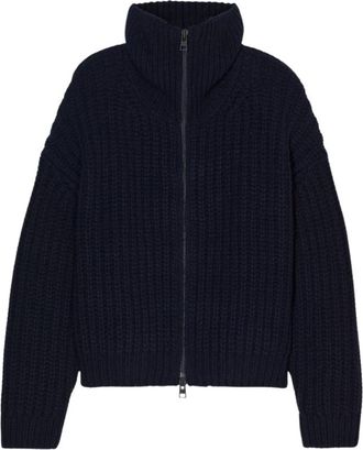 Closed Dikke gebreide vest met hoge hals en rits - Dames - Vesten - Blauw - XS - Truien & Vesten