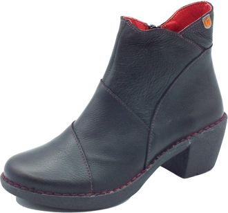 Jungla 7518 Yankee Womens Black Leather Ankle Boots with Zipper and Medium Heel, Black, 6 UK