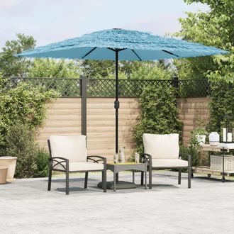 Berkfield Home Garden Parasol with Steel Pole Blue 248x248x248 cm | Size: 248 x 248 x 248 cm