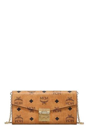 MCM Tracy Crossbody Wallet in Visetos in Cognac at Nordstrom