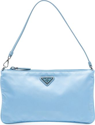 Prada Pre-owned Womens Re Nylon Pochette - Light Blue Textile - One Size