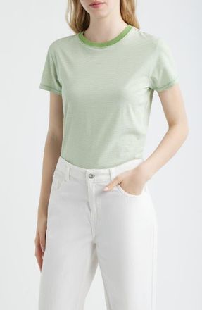 Frame Denim The Stripe Cotton Baby Tee in Jade Green Multi at Nordstrom, Size X-Small