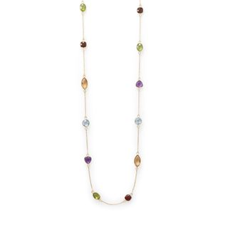 Liv Oliver 18k Gold Multi Shape Semi Precious Gemstone Necklace