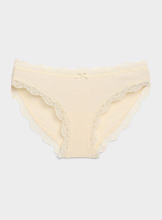 Miiyu Womens Scalloped lace-trim bikini panty Organic cotton