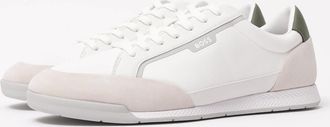 HUGO BOSS Mens BOSS Orange Nitan Mens Low-top trainers with suede and faux leather - Open White 143 - Size: 12