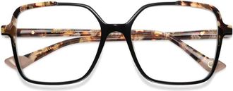 Etnia Barcelona Bruna Geometric Square Frame Eyeglasses with Tortoiseshell-Patterned Temples