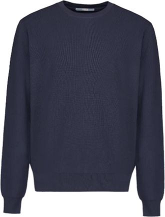 People of Shibuya Navy Blauwe Stijlvolle Shirt - Heren - Ronde hals truien - Blauw - L - Truien & Vesten