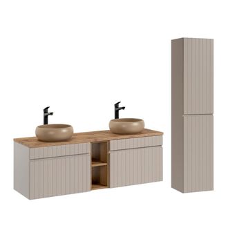 Petits Meubles Set mueble lavabo 2 nichos y columna estratificado 140.4cm