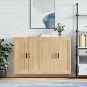 Berkfield Home Wall Mounted Cabinets 2 pcs Sonoma Oak Engineered Wood in Brown