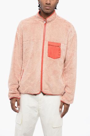 Jil Sander Felpa Mock Neck in Cotone Teddy con Taschino a Contrasto Jil Sander