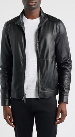 Bugatchi Reversible Leather Jacket in Black at Nordstrom, Size Xx-Large