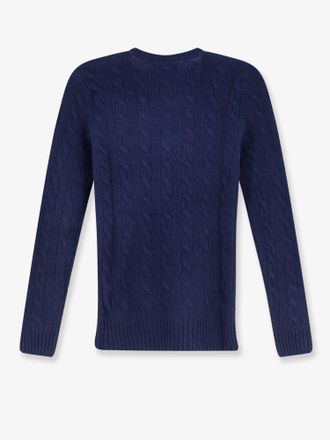 Polo Ralph Lauren Womens Sweater Cable-Knit V-Neck Blue Wool