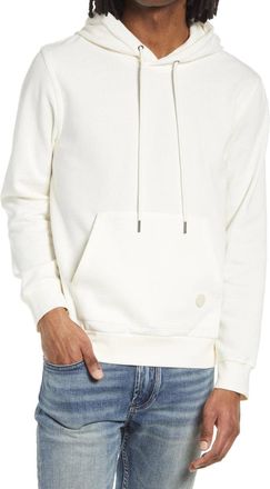 7 For All Mankind Luxe Hoodie Ivory Fleece Long Sleeve Pullover RED558