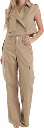 Karina Grimaldi Sola High Waisted Cargo Pant In Khaki