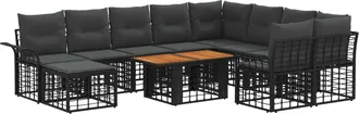 vidaXL Conjunto De Sof&aacute;s De Jard&iacute;n 11 Uds. Negro Y Gris Oscuro Vidaxl