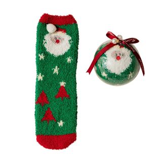 Generic Christmas Fluffy Socks Mens Womens, Winter Warm Socks With Baubles For Xmas Decorations, Thermal Cotton Ankle Novelty Christmas Advent Calendar Decora