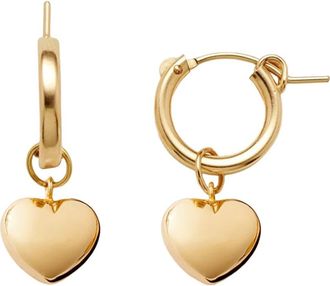 Made by Mary Puffy Heart Hoop Charm Earrings in Gold Filled at Nordstrom