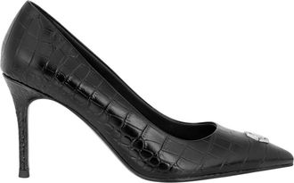 Philipp Plein Schoenen, Dames, Zwart, 37 EU, Leer, Decollete Mid Heels Hexagon
