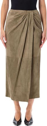 Ralph Lauren Collection Beige Pleated Midi Skirt