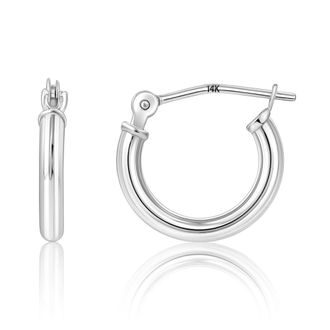 MAX + STONE Solid 10k or 14k Gold 2mm Thick Tube Hoop Earrings 12MM to 50MM