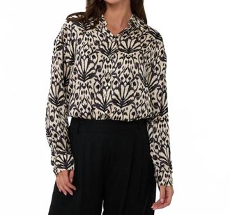 Esqualo Blyra Oversized City Sign Blouse In Beige