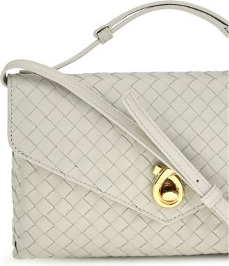 Bottega Veneta Lambskin Leather Shoulder Bag - Gray