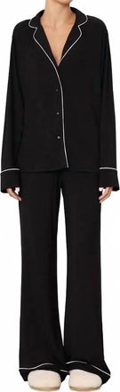 &Eacute;terne Womens Long Sleeve Top And Pull-On Pants Pajama Set In Black