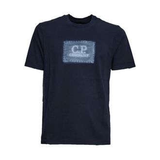 C.P. Company T-Shirts, male, Blue, Size: 2XL Cotton T-shirt