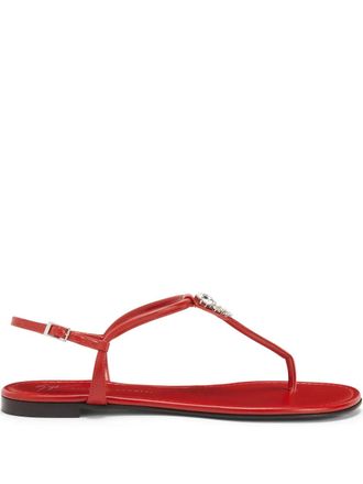 Giuseppe Zanotti Anyelle leather sandals - women - Leather/Leather/Leather/Rhinestone - 39 - Red