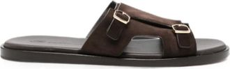 Santoni Sandaal met dubbele gesp - Heren - Sandalen - Bruin - 42 EU - Su&egrave;de - Schoenen