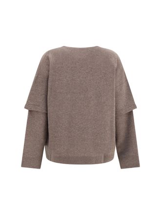 Darkpark Womens Troy Double-Sleeve Cashmere Sweater Brown T-Shirts And Polos