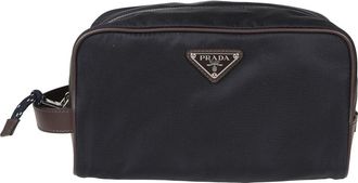 Prada Speedrock Beauty Case - Heren - Toilettassen - Blauw - ONE Size - Leer - Tassen