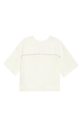 Marni Oversize Contrast Stitch Silk Top in 00W03 Stone White at Nordstrom, Size 42