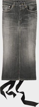 Balenciaga Lace-Up Denim Midi Skirt