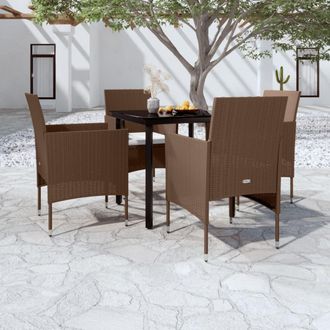 vidaXL Juego De Comedor De Jard&iacute;n 5 Piezas Con Cojines Marr&oacute;n Y Negro Vidaxl
