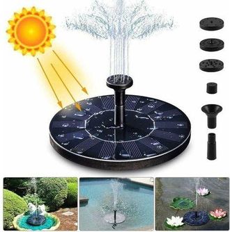 OEM Fuentes Para Estanques Decorativos, Fuente Solar Con Bomba De 1.4w Y 150l/h (altura M&aacute;xima De 70cm) + 4 Boquillas, Mini Bomba Solar Para Fuentes De Es