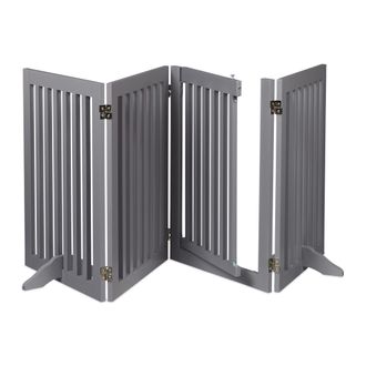 Relaxdays Relaxdays Barrera Seguridad Ni&ntilde;os, Valla Protectora Beb&eacute;s Y Mascotas, 4 Paneles, Con Puerta, Plegable, 70x207 Cm, Gris