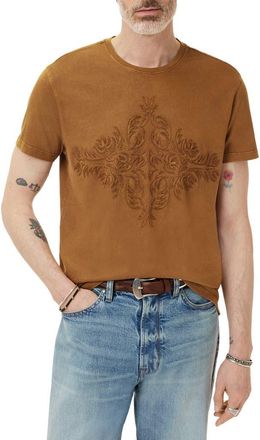 John Varvatos Embroidered T-Shirt in Sienna Brown at Nordstrom, Size Xx-Large