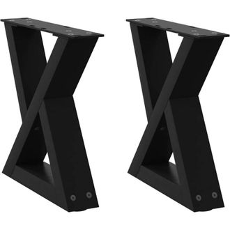 vidaXL Patas Para Mesa De Centro (2 Unidades), Color Negro, 30 X (30-31,3) Cm, Acero Vidaxl