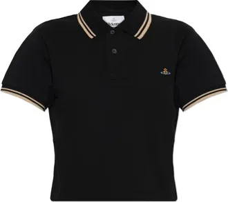 Vivienne Westwood Polo met logo - Dames - Polos - Zwart - XS - Katoen - Tops