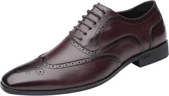 Generic Mens Leather Lace Up Brogue Oxford Shoes Point Toe Non-Slip Vintage Style for Men Casual Comfortable Formal Business Office Work Wedding Party Dress S