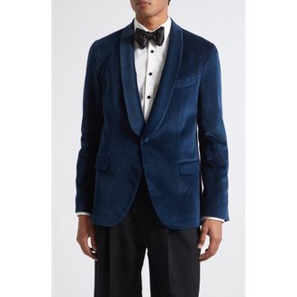 Boglioli Velvet Shawl Collar Jacket in Navy at Nordstrom, Size 56