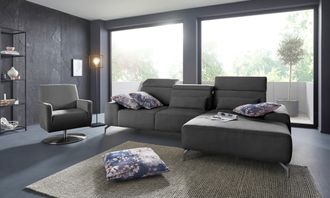 Sit&more Ecksofa »Gizeh L-Form« Fusshöhe 15 cm, inklusive Sitztiefenverstellung und Kopfteilverstellung
