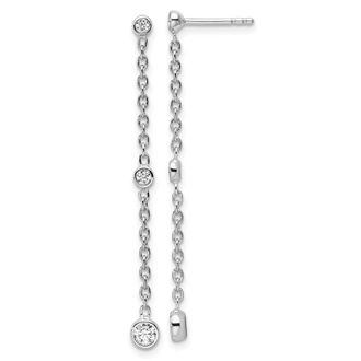 Diamond2Deal 14K White Gold 1/3 ct Lab Grown Diamond Graduated Dangle Earrings VS Clarity, D-E Color