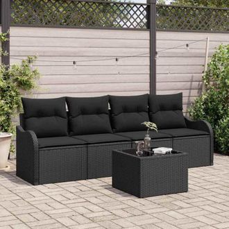 vidaXL Vidaxl - Conjunto De Sof&aacute; De Jard&iacute;n Manual 5 Pcs Negro 55 X 55 X 37 Cm
